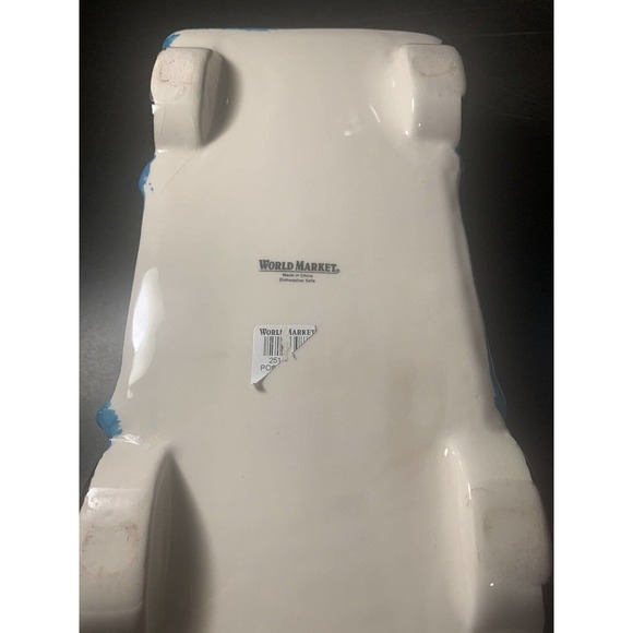 World Market Ceramic Blue Pick-Up Truck Cookie Jar w/Candy Cane Logs - Picture 6 of 10